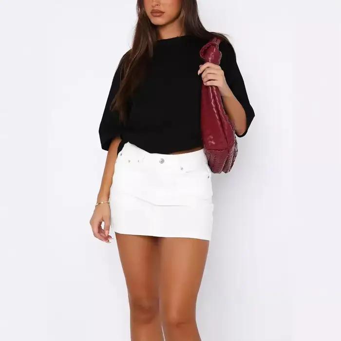 Mini-jupe en jean décontractée et chic avec motifs léopard et solides pour femmes pour diverses occasions et tenues de rotation