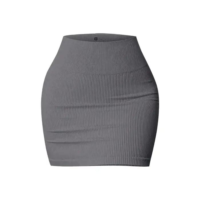 Jupe courte moulante côtelée sans couture taille haute pour femme