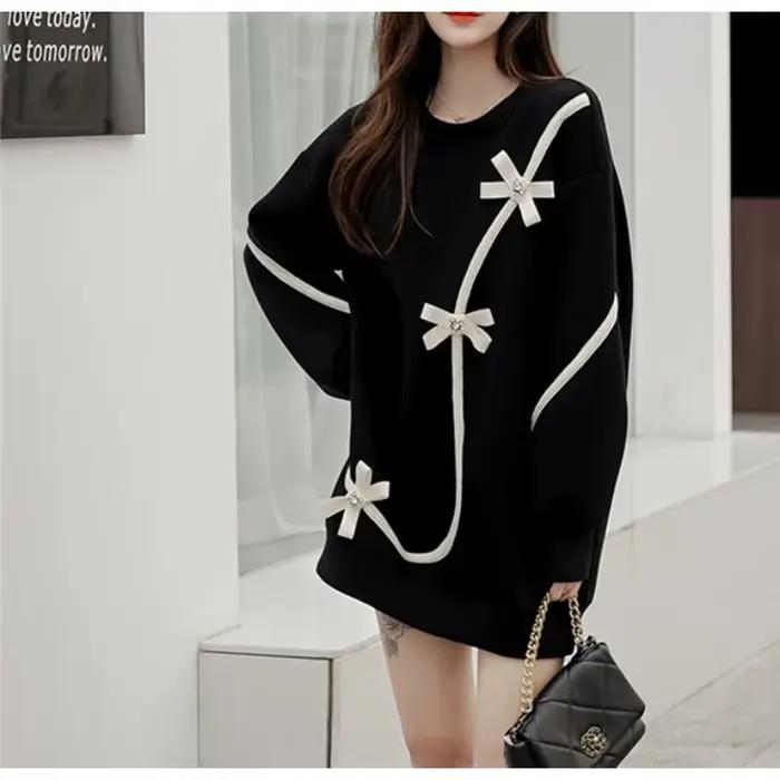 Jupe pull pour femme, longueur moyenne et longue, robe ample printemps-automne