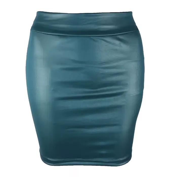 Femmes Mini jupe couleur unie taille haute coupe ajustée maigre mat Faux cuir confortable banlieue moulante