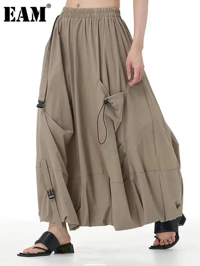 Jupe mi-longue trapèze EAM à taille haute élastique
