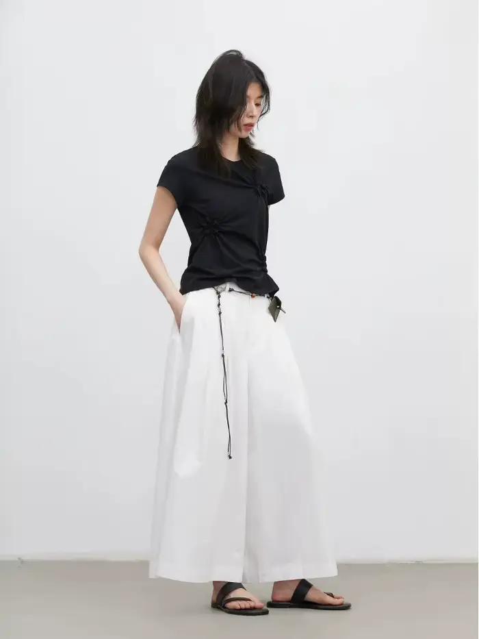 CHIC VEN Mode Femme Culottes Unies Nouveauté Décontractées Taille Haute Plissées Jupes-Shorts Amples pour Bureau Été 2026
