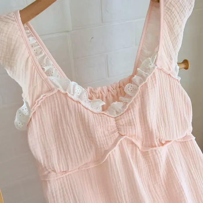 Chemise de nuit en coton pour femmes, chemise de nuit de style long, vêtements décontractés, robe de nuit cool, printemps, été, automne, document solide