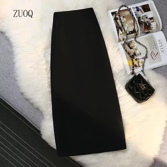 2025 jupes formelles élégantes femme automne nouvelle mode taille haute drapé longue marron costume jupe fermeture éclair femmes