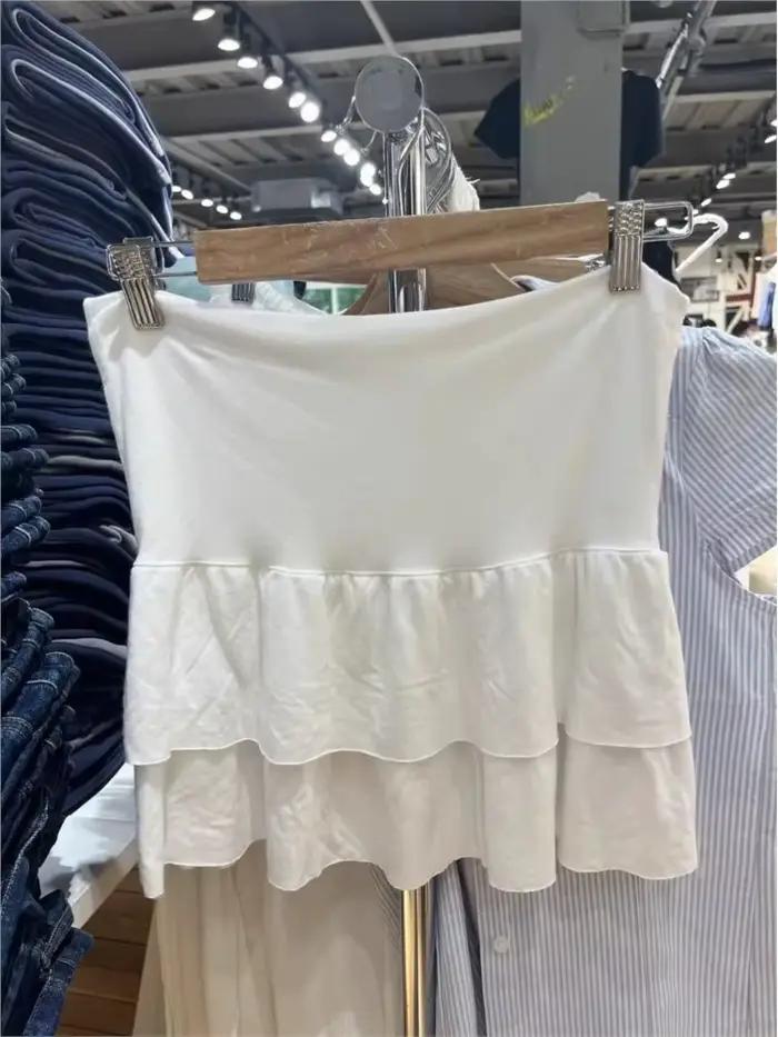 Mini-jupes blanches à volants étagés pour femmes