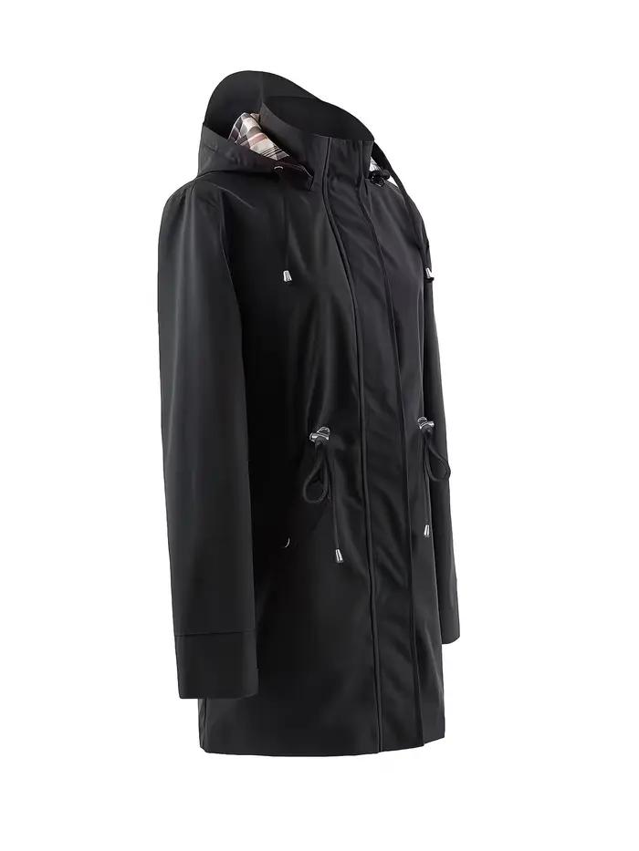 Veste trench mi-longue à capuche pour femme, avec fermeture éclair intégrale sur le devant et poche à capuche réglable