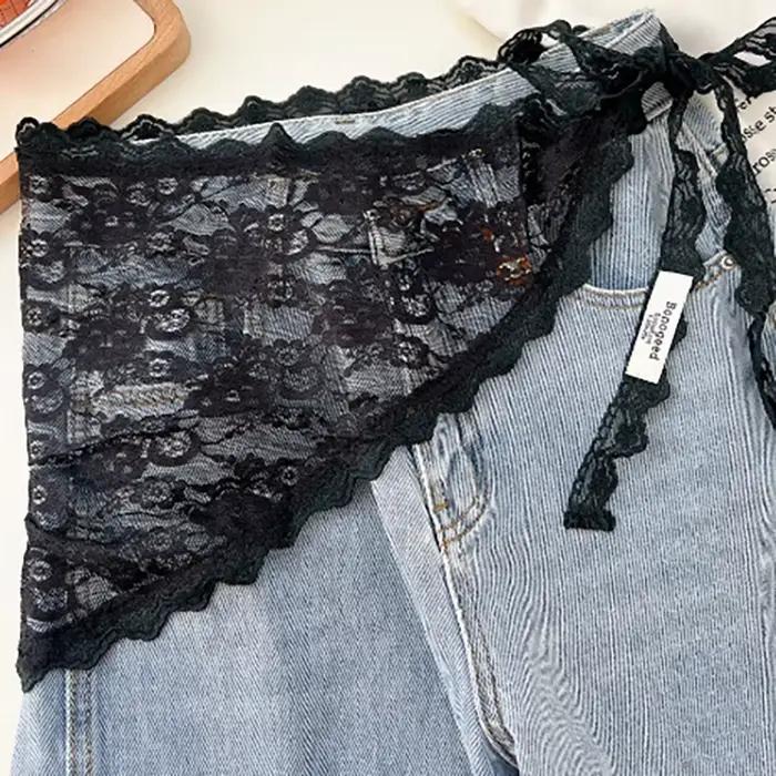 Jupe courte triangulaire et mi-longue en tissu avec garniture en dentelle douce pour femmes, style empilé et coréen, idéale pour les occasions spéciales et la mode quotidienne