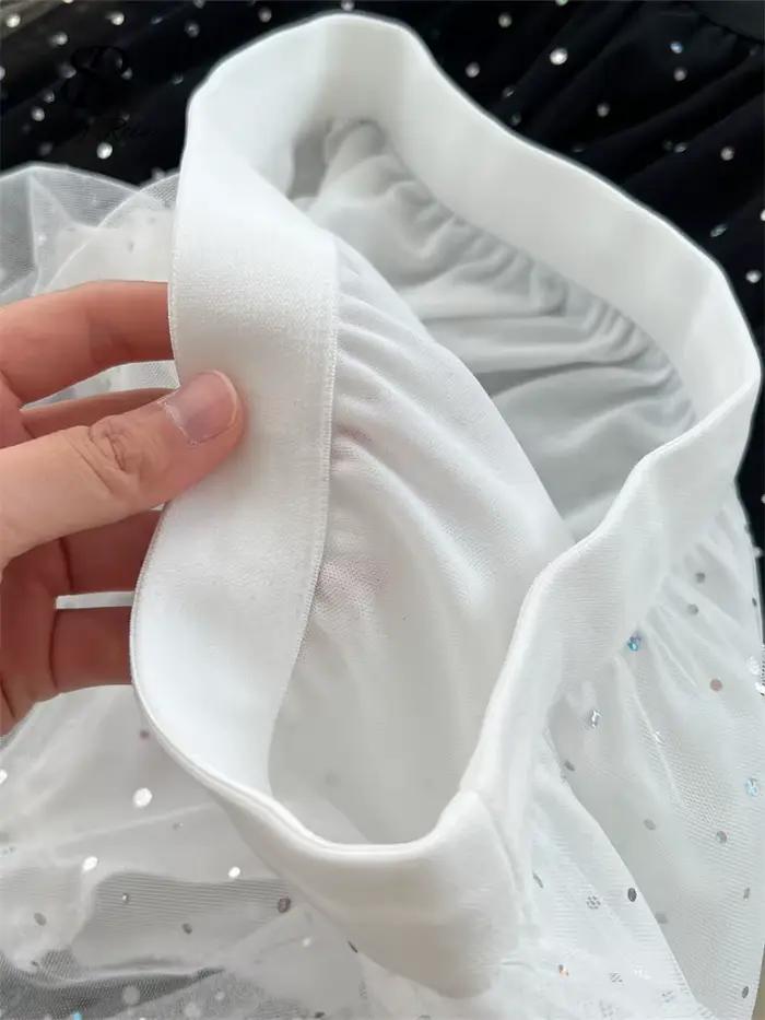 SINGREINY mode paillettes maille jupe taille haute mince pure 2025 femmes été doux tenue extérieure Style coréen