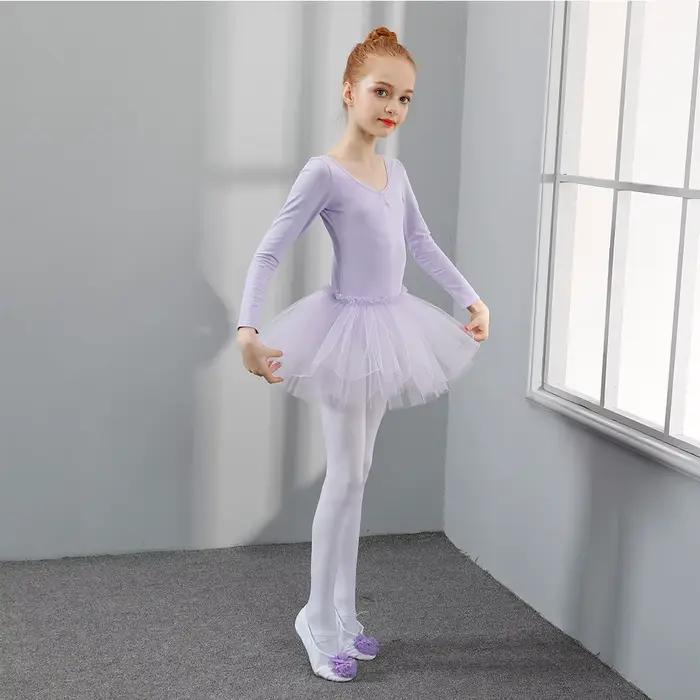 Robe Tutu de Ballet pour filles, vêtements de danse pour enfants, jupe de princesse d'entraînement, Costumes, justaucorps de gymnastique