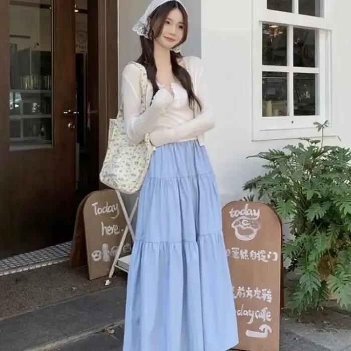 Jupe longue à volants pour femme - Taille élastique