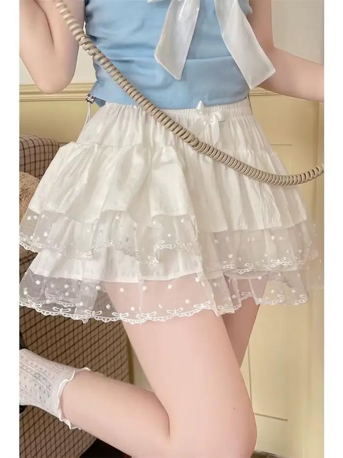 Mini-jupe rétro japonaise pour femmes, jupe vintage en dentelle, style Kawaii Lolita, jupe tendance des années 2000, tenues chics, nouveauté