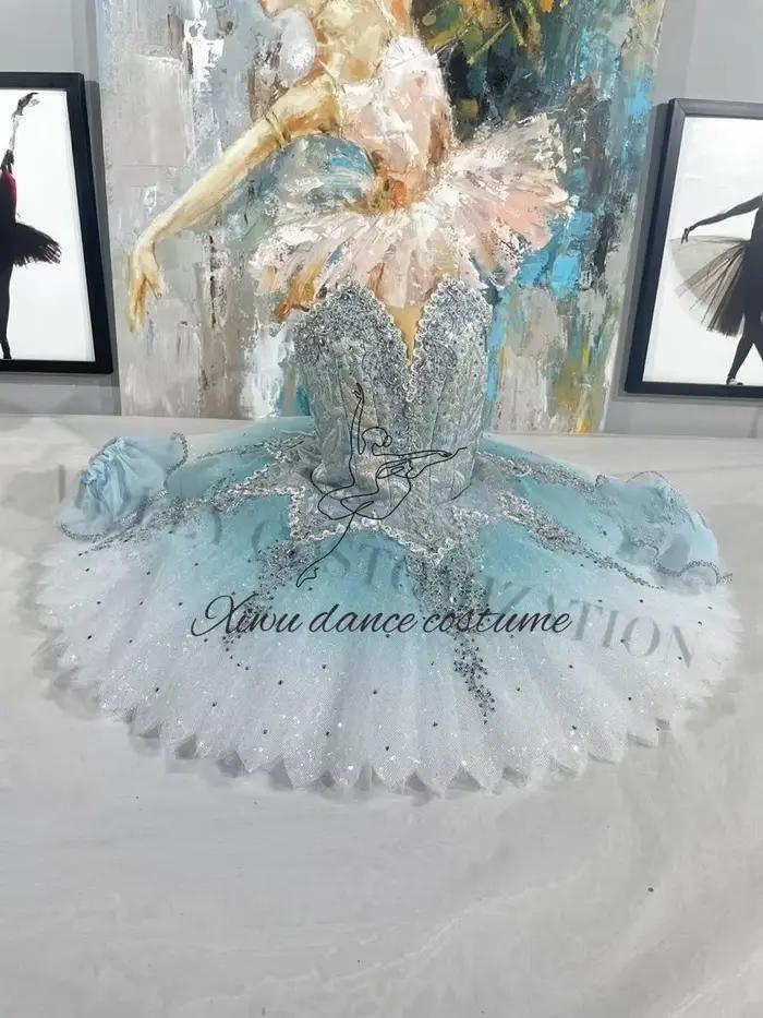 Nouveau produit lancement ballet bleu dégradé TUTU gaze jupe Bluebird variation compétition professionnelle danse