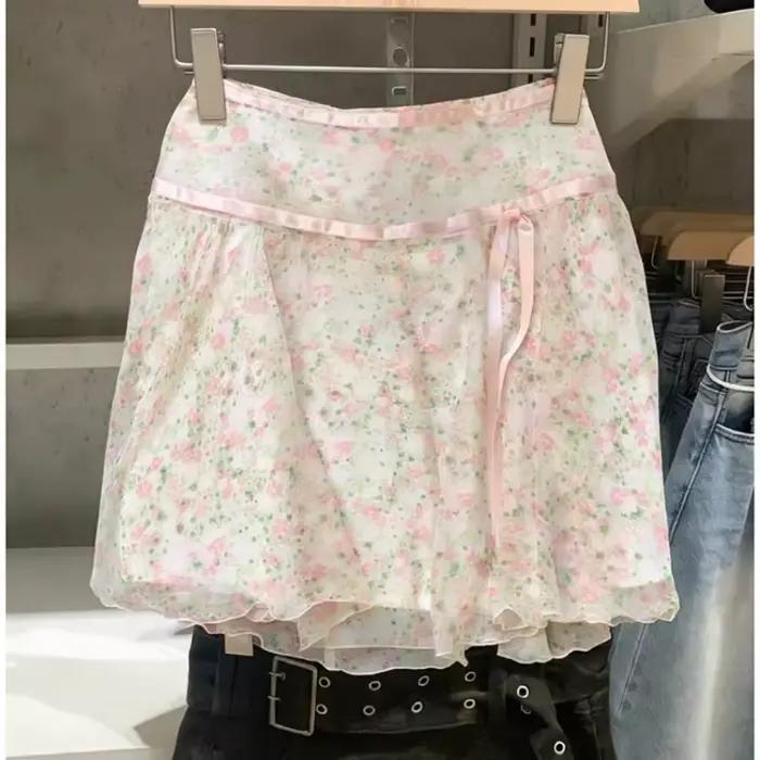Nouvelle jupe mini à imprimé floral d'été pour femme