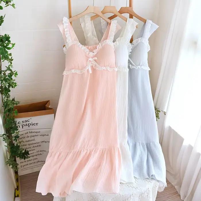 Chemise de nuit en coton pour femmes, chemise de nuit de style long, vêtements décontractés, robe de nuit cool, printemps, été, automne, document solide