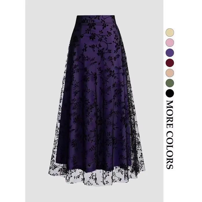 Jupe en tulle rétro couleur unie style années 50, élégante, pour femme et fille, été, deux couches, décontractée, en dentelle et résille.