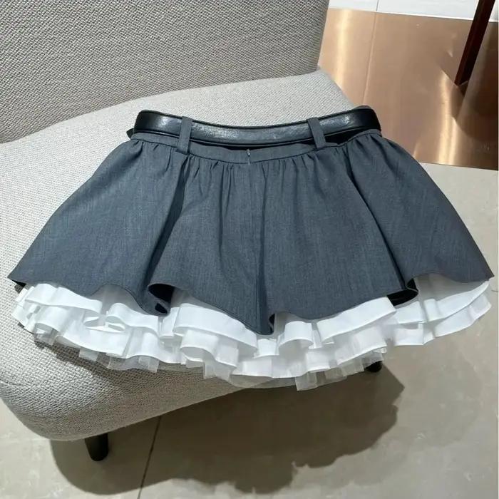 Jupe plissée style doux et épicé pour femme, nouvelle collection printemps, coupe amincissante, jupe mi-longue en tissu polyester