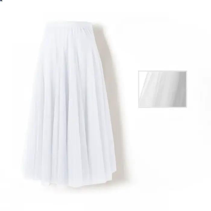 Jupe plissée évasée en mousseline polyester pour femmes style féerique longueur mi-longue occasions spéciales et quotidiennes