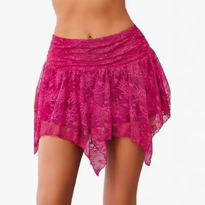 Jupe asymétrique sexy Y2K pour femme, idéale pour les vacances à la plage