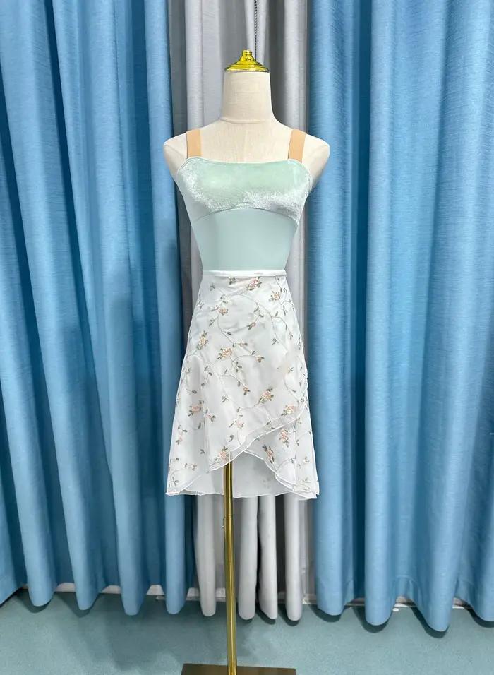 Jupe de danse en mousseline blanche élégante pour danseuses de ballet de 6 à 17 ans avec tailles disponibles de 110cm à 170cm