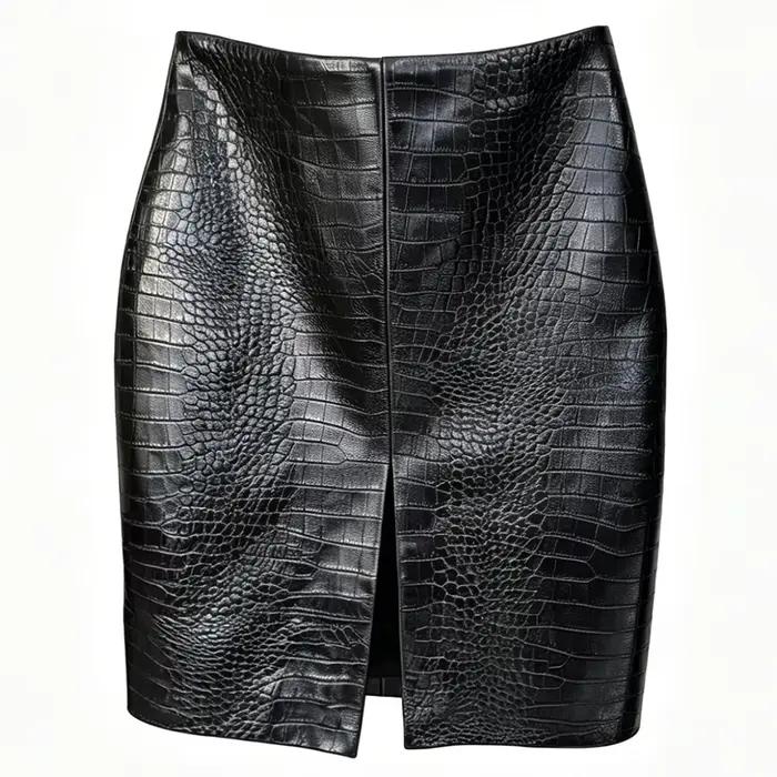 Jupe crayon en daim véritable YOLOAgain pour femme