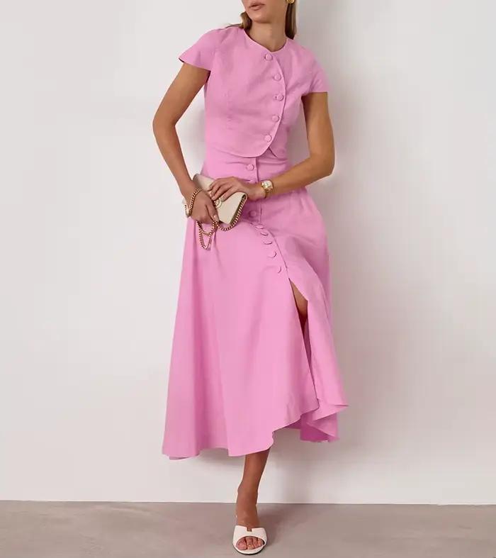 Ensemble jupe longue élégante style français pour femme