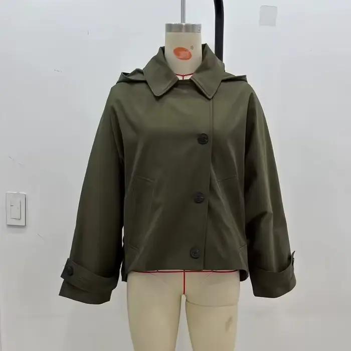 MUJER Trench Coat à capuche pour femme Coupe-vent à manches longues pour femme Nouveau en manteaux et vestes pour femme Manteaux d'hiver Femme Trench