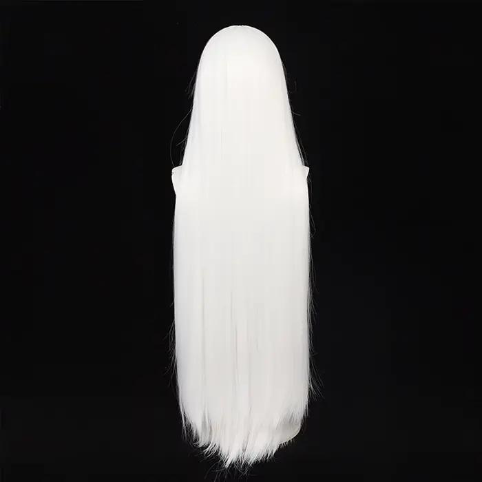 Perruque longue et droite de 100cm/40 pouces, perruque synthétique blanche, perruque blonde pour femmes, perruque longue pour cosplay, perruque rose, perruque longue noire