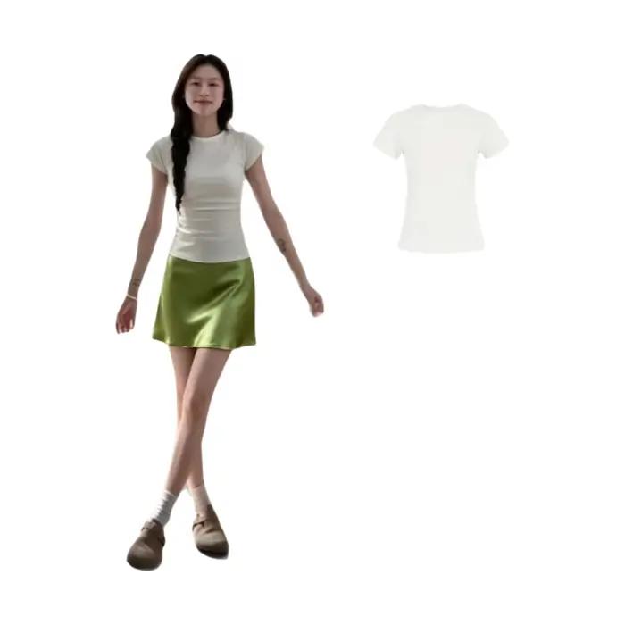 Jupe courte trapèze en satin vert pour femme – Élégance et style pur pour la saison printemps/été