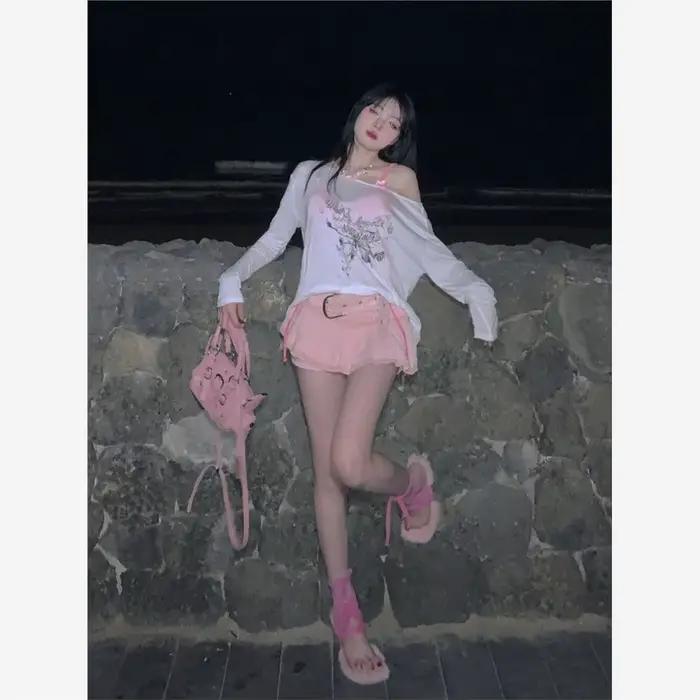 Jupe femme 2026 nouvelle mode Fairycore Kawaii Streetwear vêtements Y2K rose Mini jupes esthétique doux mignon haut
