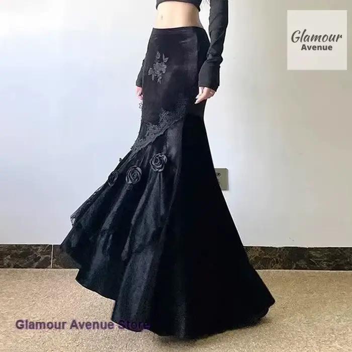 Jupe en velours français à coutures apparentes