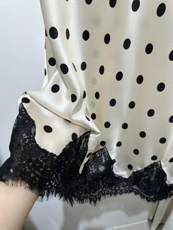 Jupe midi en satin de soie 100% pour femmes, ourlet en dentelle, taille haute, mode féminine
