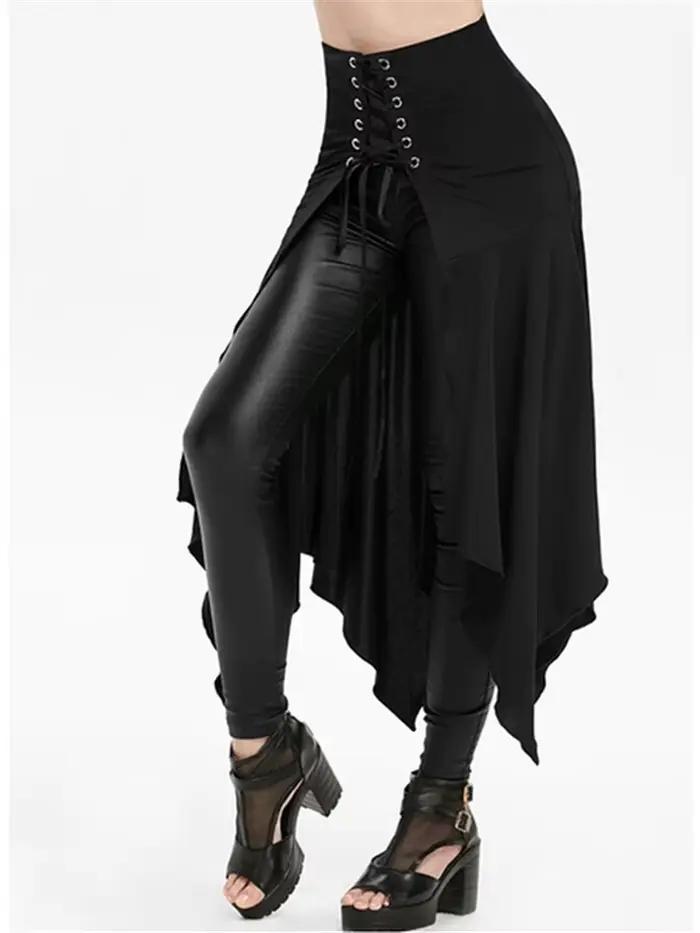 Jupe Médiévale Noire Vintage à Ourlet Irrégulier pour Femme