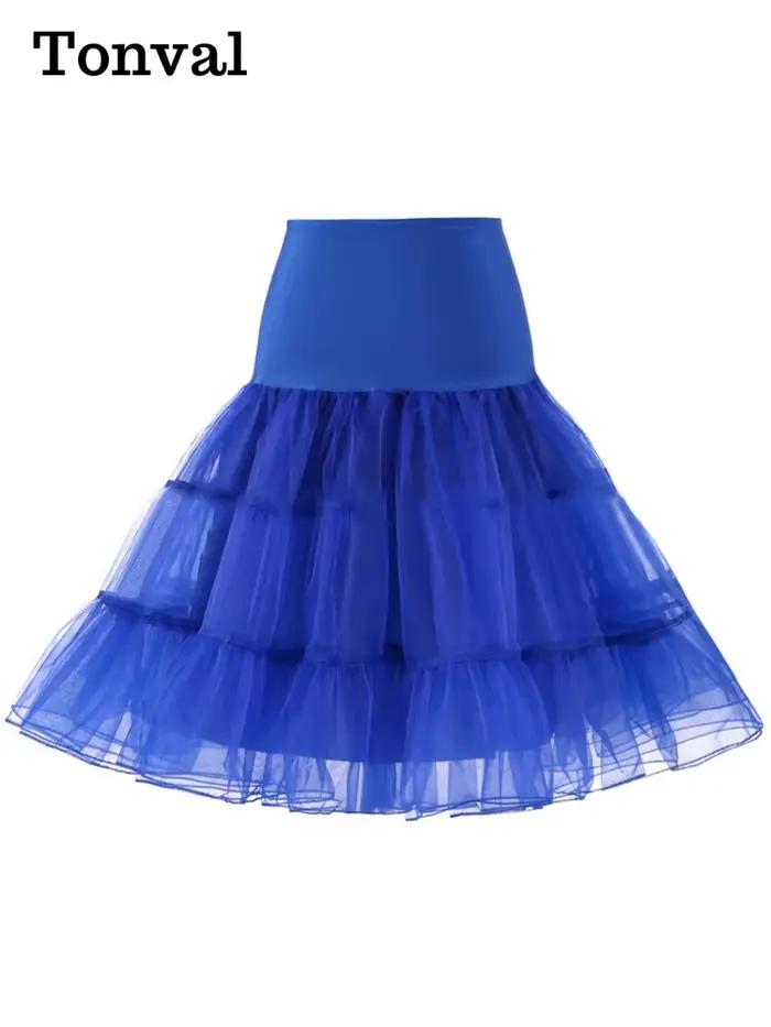 Tonval plissé Vintage Voile sous-jupe Ballet Tutu jupes pour femmes 50s rétro jupe mariage élégant fête jupon