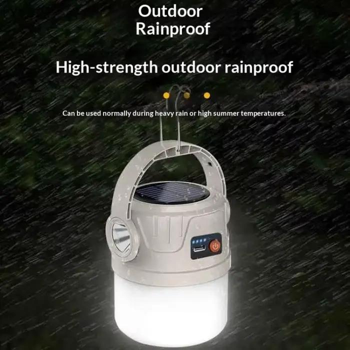 Lampe de camping à longue durée de vie, alimentée par énergie solaire, prend en charge la charge de type C, lampe de tente portable d'extérieur, lampe de secours, crochet〔YY32〕