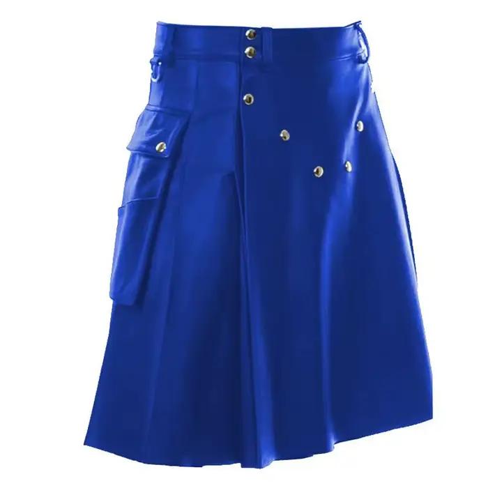 Jupe de Festival de fête kilt écossais en simili cuir avec poches cargo