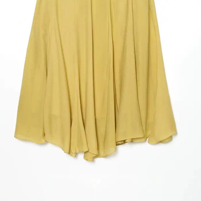 Jupe longue jaune sexy style urbain couleur unie décontractée polyester pur tendance pour femme transfrontalière Asie du Sud-Est