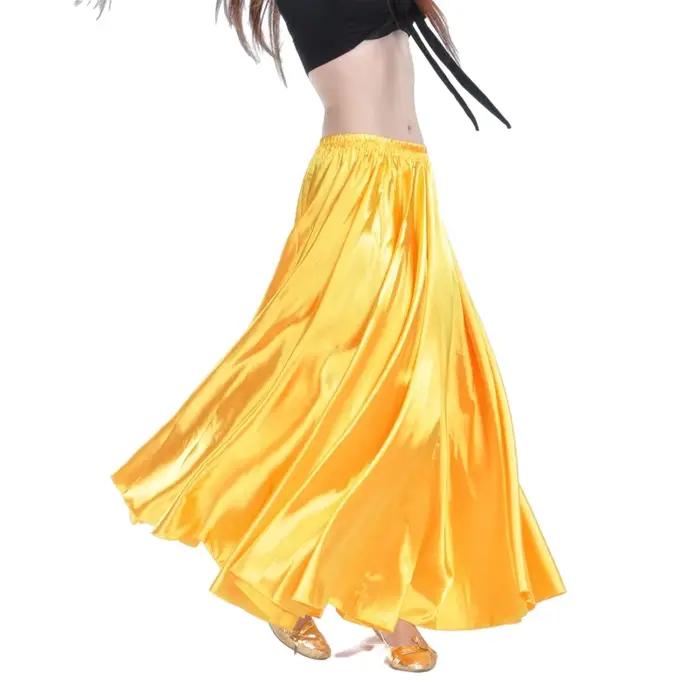 Jupe en satin pour danse du ventre femme jupes gitane danseur vêtements de pratique jupe maxi 12 couleurs assorties solide argent blanc bleu ciel beige bleu brunclair grisivoire jaune or orange rhodo rose rouge