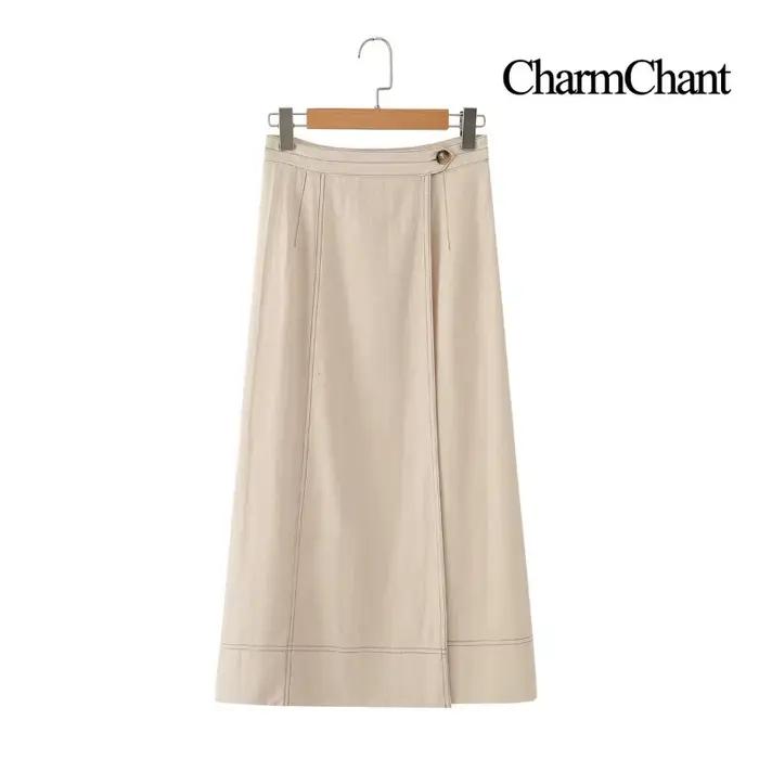 CHARMCHANT Ensemble jupe élégante en lin pour femme