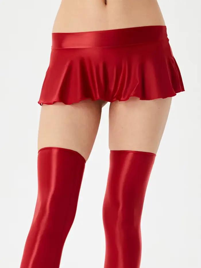 Femmes Sexy Satin brillant plissé Micro Mini jupe couleur bonbon douce filles danse