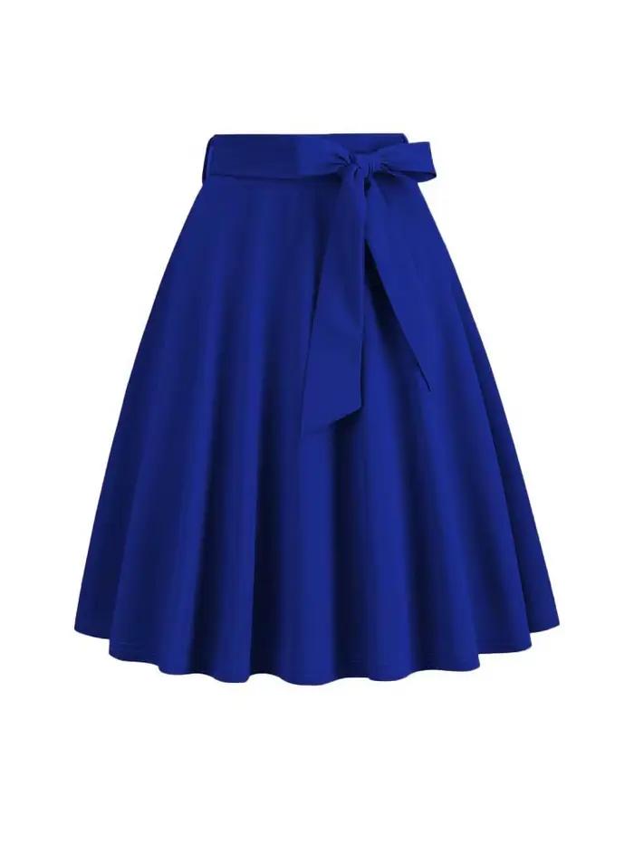 Jupe trapèze taille haute mi-longue pour femme