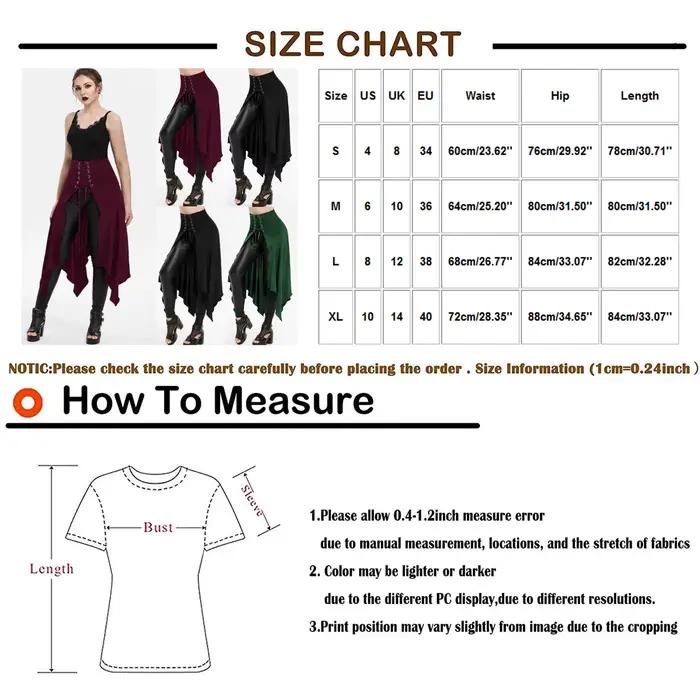 Jupe gothique taille haute vintage médiévale noire pour femmes