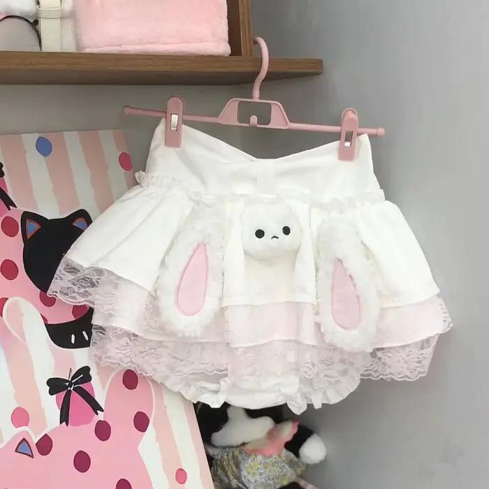 Jupes gâteau jaune japonais Kawaii pour femmes
