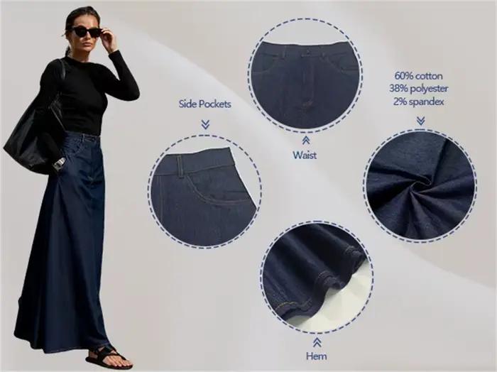 Uwing ZEE-Jupe trapèze taille haute pour femme