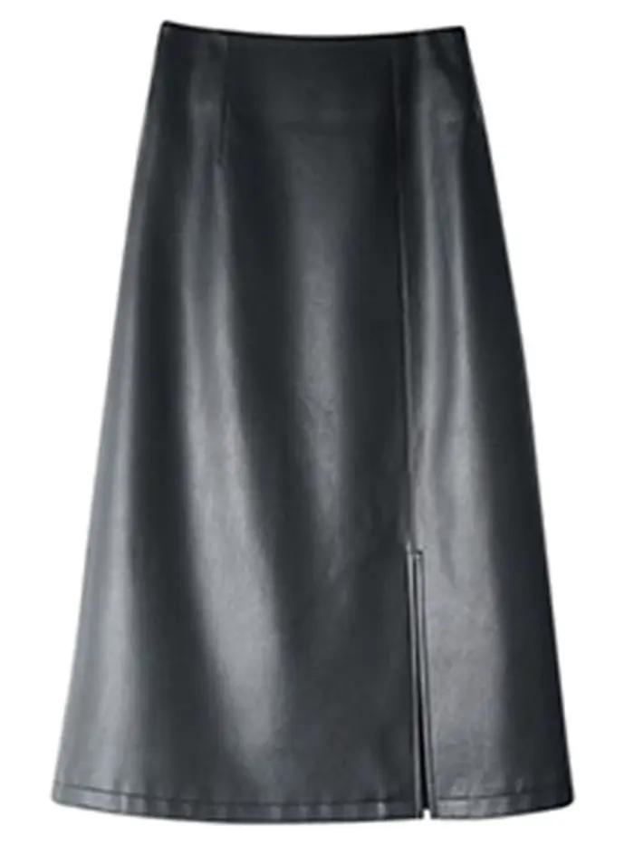 Jupe midi Nerazzurri en simili cuir jaune et noir pour femmes, style bureau, taille haute, polyvalente pour toutes les occasions