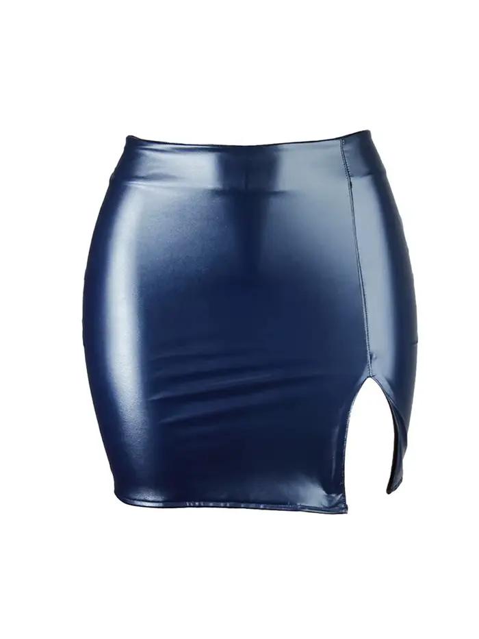 2025 femmes en cuir nuit Clubwear jupes été couleur Pure