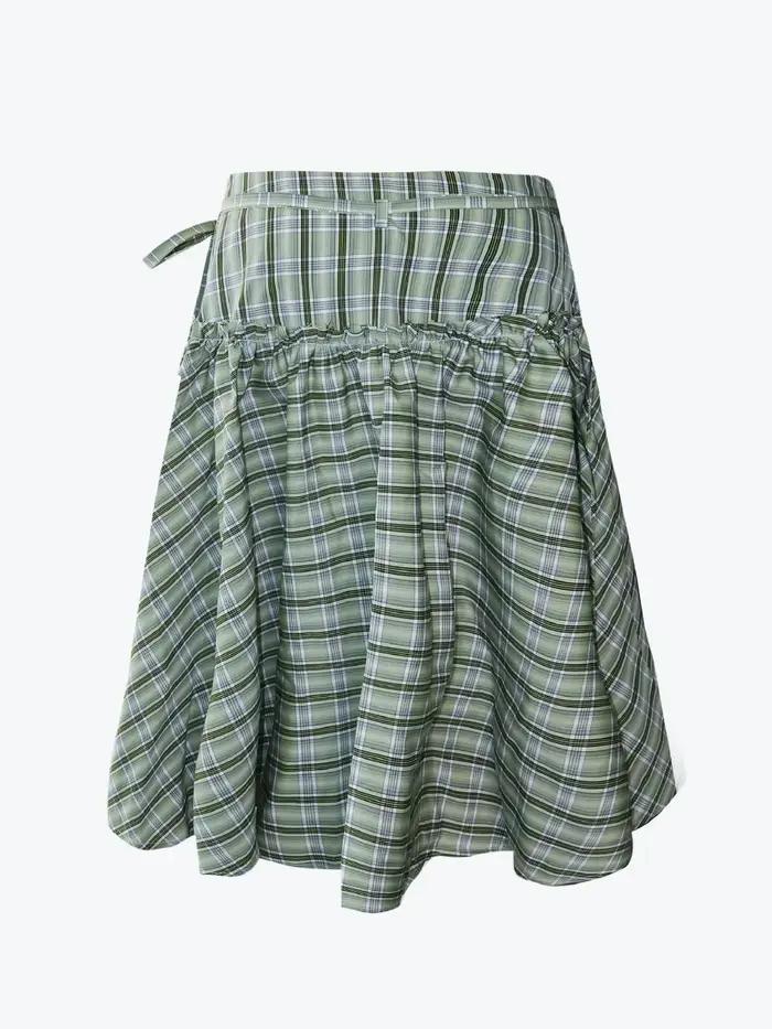 Jupe mi-longue à carreaux taille basse pour femmes