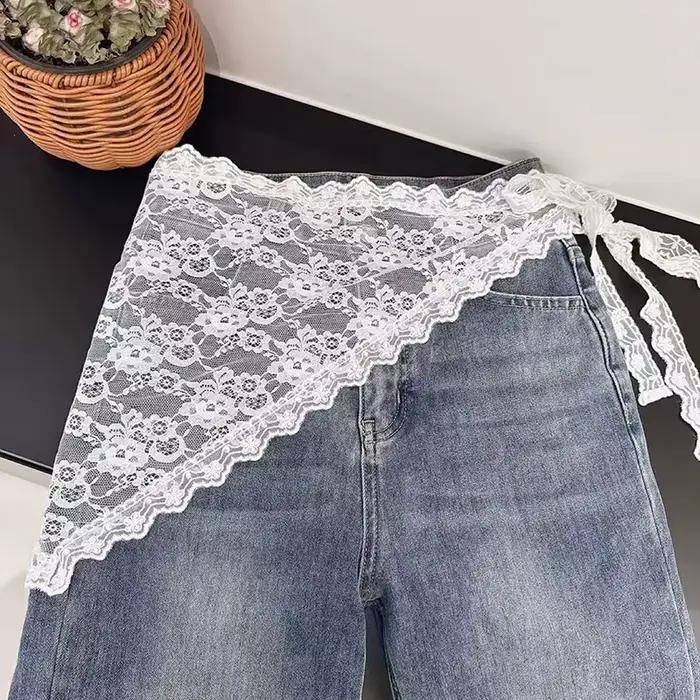 Jupe courte triangulaire et mi-longue en tissu avec garniture en dentelle douce pour femmes, style empilé et coréen, idéale pour les occasions spéciales et la mode quotidienne