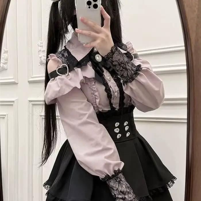 Ensemble chemise et jupe Lolita Jirai Kei pour filles