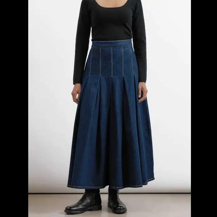 Jupe en jean plissée taille haute pour femmes grandes tailles
