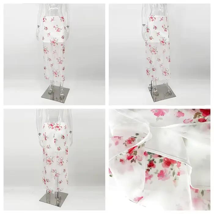 Jupe longue fendue transparente à imprimé floral Tornova pour femme